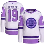 Adidas Men's Normand Leveille Boston Bruins Authentic Hockey Fights Cancer Primegreen Jersey - White/Purple