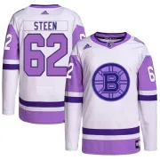 Adidas Men's Oskar Steen Boston Bruins Authentic Hockey Fights Cancer Primegreen Jersey - White/Purple