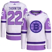 Adidas Men's Shawn Thornton Boston Bruins Authentic Hockey Fights Cancer Primegreen Jersey - White/Purple