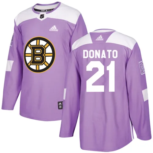Adidas Men's Ted Donato Boston Bruins Authentic Fights Cancer Practice Jersey - Purple