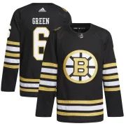 Adidas Men's Ted Green Boston Bruins Authentic Black 100th Anniversary Primegreen Jersey - Green