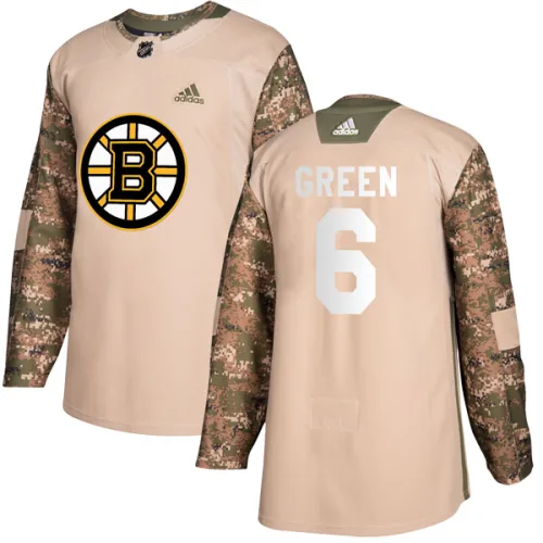 Adidas Men's Ted Green Boston Bruins Authentic Camo Veterans Day Practice Jersey - Green