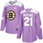 Adidas Nick Ritchie Boston Bruins Authentic ized Fights Cancer Practice Jersey - Purple