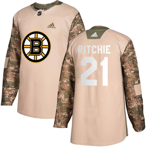 Adidas Nick Ritchie Boston Bruins Authentic ized Veterans Day Practice Jersey - Camo