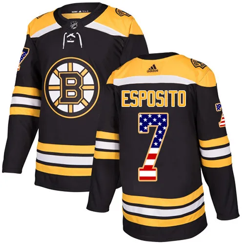 Adidas Phil Esposito Boston Bruins Authentic USA Flag Fashion Jersey - Black