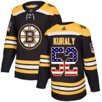 Adidas Sean Kuraly Boston Bruins Authentic USA Flag Fashion Jersey - Black