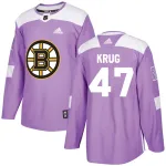 Adidas Torey Krug Boston Bruins Authentic Fights Cancer Practice Jersey - Purple
