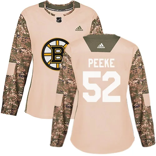 Adidas Women's Andrew Peeke Boston Bruins Authentic Veterans Day Practice Jersey - Camo