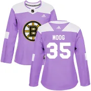 Adidas Women's Andy Moog Boston Bruins Authentic Fights Cancer Practice Jersey - Purple