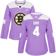 Adidas Women's Bobby Orr Boston Bruins Authentic Fights Cancer Practice Jersey - Purple