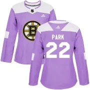 Adidas Women's Brad Park Boston Bruins Authentic Fights Cancer Practice Jersey - Purple