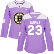 Adidas Women's Craig Janney Boston Bruins Authentic Fights Cancer Practice Jersey - Purple