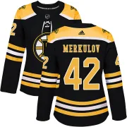 Adidas Women's Georgii Merkulov Boston Bruins Authentic Home Jersey - Black