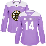 Adidas Women's Ian Mitchell Boston Bruins Authentic Fights Cancer Practice Jersey - Purple
