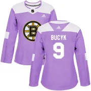 Adidas Women's Johnny Bucyk Boston Bruins Authentic Fights Cancer Practice Jersey - Purple