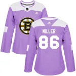 Adidas Women's Kevan Miller Boston Bruins Authentic Fights Cancer Practice Jersey - Purple