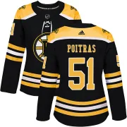 Adidas Women's Matthew Poitras Boston Bruins Authentic Home Jersey - Black