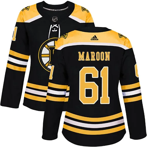 Adidas Women's Pat Maroon Boston Bruins Authentic Home Jersey - Black