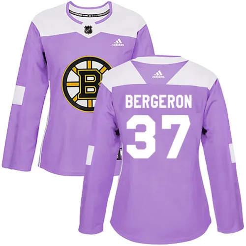 Adidas Women's Patrice Bergeron Boston Bruins Authentic Fights Cancer Practice Jersey - Purple