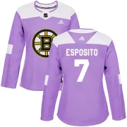 Adidas Women's Phil Esposito Boston Bruins Authentic Fights Cancer Practice Jersey - Purple