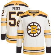 Adidas Youth Andrew Peeke Boston Bruins Authentic 100th Anniversary Primegreen Jersey - Cream