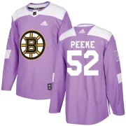 Adidas Youth Andrew Peeke Boston Bruins Authentic Fights Cancer Practice Jersey - Purple