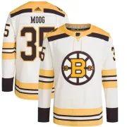 Adidas Youth Andy Moog Boston Bruins Authentic 100th Anniversary Primegreen Jersey - Cream