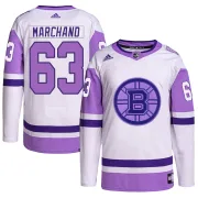Adidas Youth Brad Marchand Boston Bruins Authentic Hockey Fights Cancer Primegreen Jersey - White/Purple