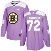 Adidas Youth Brett Harrison Boston Bruins Authentic Fights Cancer Practice Jersey - Purple