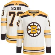 Adidas Youth Charlie McAvoy Boston Bruins Authentic 100th Anniversary Primegreen Jersey - Cream