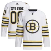 Adidas Youth Custom Boston Bruins Authentic Custom 100th Anniversary Primegreen Jersey - White