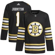 Adidas Youth Eddie Johnston Boston Bruins Authentic 100th Anniversary Primegreen Jersey - Black