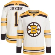 Adidas Youth Eddie Johnston Boston Bruins Authentic 100th Anniversary Primegreen Jersey - Cream