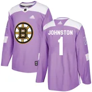 Adidas Youth Eddie Johnston Boston Bruins Authentic Fights Cancer Practice Jersey - Purple