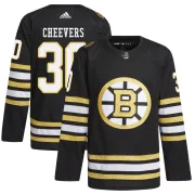 Adidas Youth Gerry Cheevers Boston Bruins Authentic 100th Anniversary Primegreen Jersey - Black