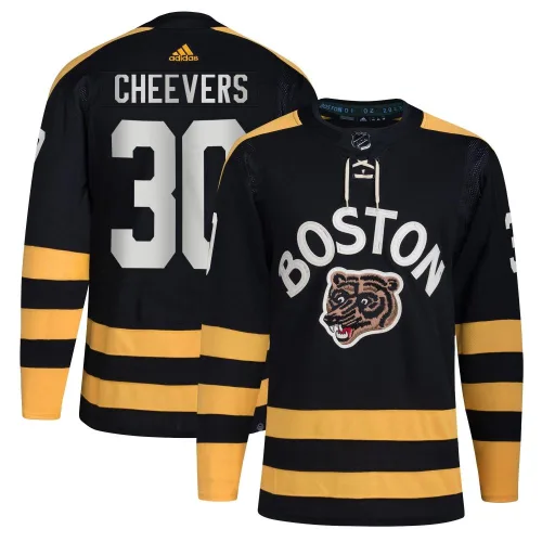 Adidas Youth Gerry Cheevers Boston Bruins Authentic 2023 Winter Classic Jersey - Black