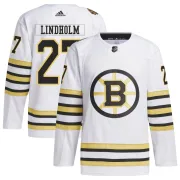 Adidas Youth Hampus Lindholm Boston Bruins Authentic 100th Anniversary Primegreen Jersey - White