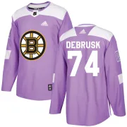 Adidas Youth Jake DeBrusk Boston Bruins Authentic Fights Cancer Practice Jersey - Purple
