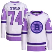 Adidas Youth Jake DeBrusk Boston Bruins Authentic Hockey Fights Cancer Primegreen Jersey - White/Purple