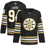 Adidas Youth Jakub Lauko Boston Bruins Authentic 100th Anniversary Primegreen Jersey - Black