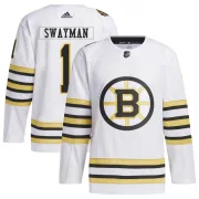 Adidas Youth Jeremy Swayman Boston Bruins Authentic 100th Anniversary Primegreen Jersey - White
