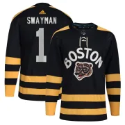 Adidas Youth Jeremy Swayman Boston Bruins Authentic 2023 Winter Classic Jersey - Black