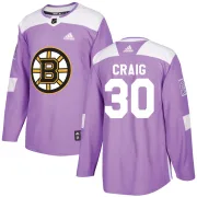Adidas Youth Jim Craig Boston Bruins Authentic Fights Cancer Practice Jersey - Purple