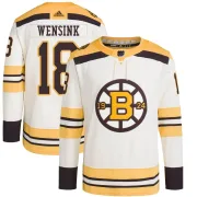 Adidas Youth John Wensink Boston Bruins Authentic 100th Anniversary Primegreen Jersey - Cream
