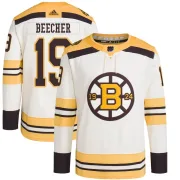 Adidas Youth Johnny Beecher Boston Bruins Authentic 100th Anniversary Primegreen Jersey - Cream