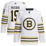 Adidas Youth Johnny Beecher Boston Bruins Authentic 100th Anniversary Primegreen Jersey - White