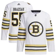 Adidas Youth Justin Brazeau Boston Bruins Authentic 100th Anniversary Primegreen Jersey - White
