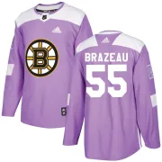 Adidas Youth Justin Brazeau Boston Bruins Authentic Fights Cancer Practice Jersey - Purple