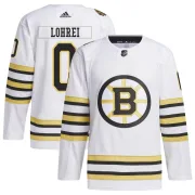Adidas Youth Mason Lohrei Boston Bruins Authentic 100th Anniversary Primegreen Jersey - White