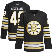 Adidas Youth Matt Grzelcyk Boston Bruins Authentic 100th Anniversary Primegreen Jersey - Black